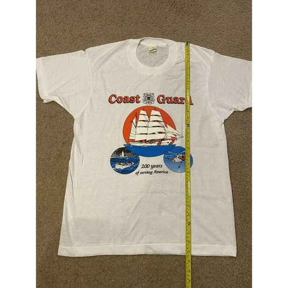 Vintage White US Coast Guard 200 Years Screen Stars Tag Mens Size Large USA Made - Picture 5 of 7
